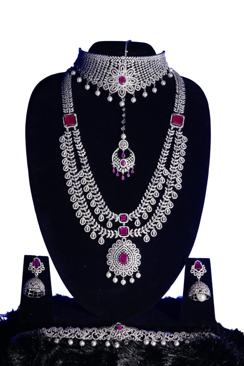 Ruby American Diamond Bridal Stone Set